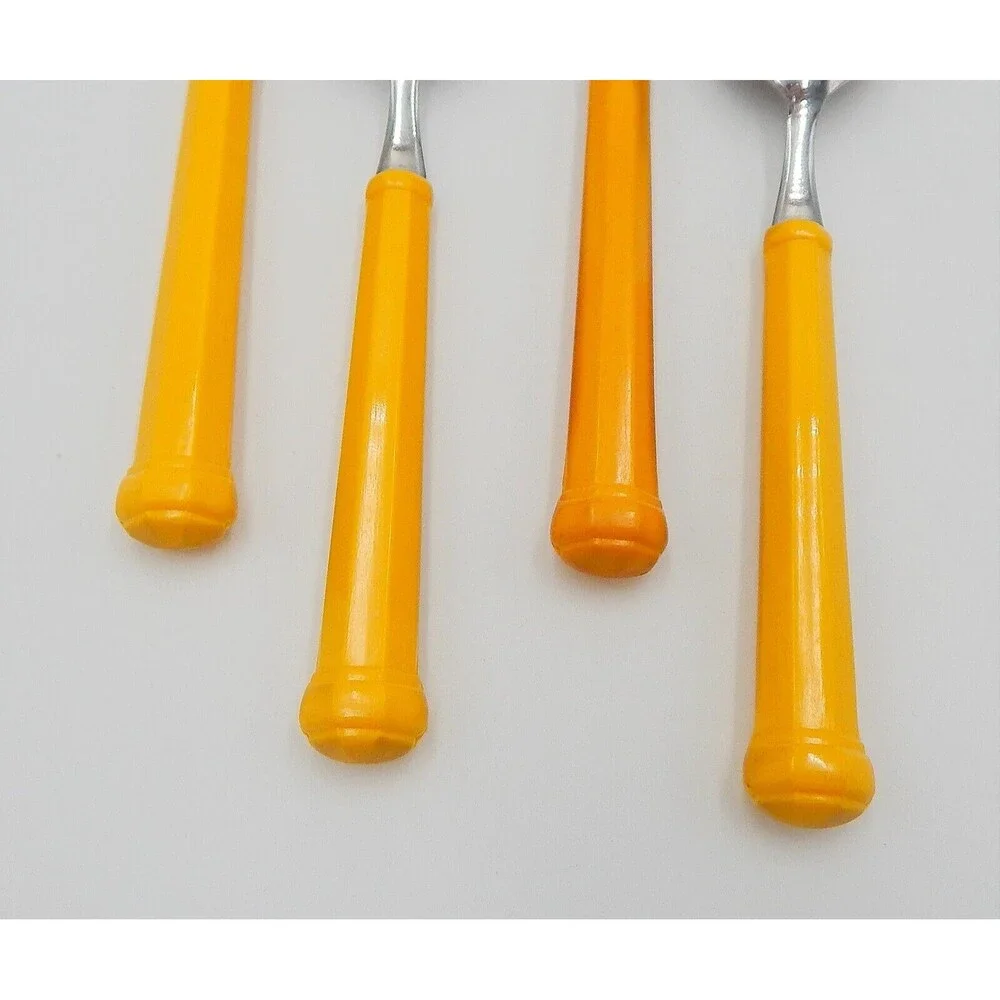 Oxford Hall Soup Table Spoons Yellow Handle Flatware Stainless Japan Set of 4